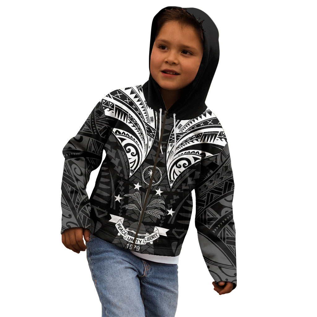 FSM Chuuk States Kid Hoodie Micronesia Vintage Polynesian Tribal Black Version LT9 - Polynesian Pride