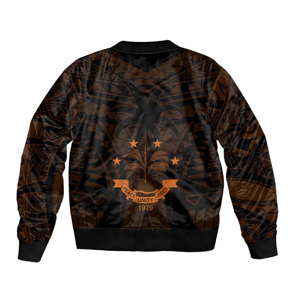 FSM Chuuk States Bomber Jacket Micronesia Vintage Polynesian Tribal Gold Version LT9 - Polynesian Pride