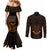 FSM Chuuk States Couples Matching Mermaid Dress and Long Sleeve Button Shirts Micronesia Vintage Polynesian Tribal Gold Version LT9 - Polynesian Pride