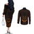 FSM Chuuk States Couples Matching Off The Shoulder Long Sleeve Dress and Long Sleeve Button Shirts Micronesia Vintage Polynesian Tribal Gold Version LT9 - Polynesian Pride