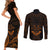 FSM Chuuk States Couples Matching Short Sleeve Bodycon Dress and Long Sleeve Button Shirts Micronesia Vintage Polynesian Tribal Gold Version LT9 - Polynesian Pride