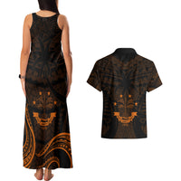 FSM Chuuk States Couples Matching Tank Maxi Dress and Hawaiian Shirt Micronesia Vintage Polynesian Tribal Gold Version LT9 - Polynesian Pride