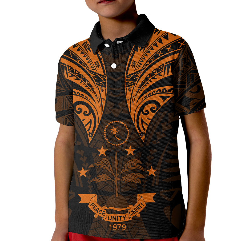 FSM Chuuk States Kid Polo Shirt Micronesia Vintage Polynesian Tribal Gold Version LT9 Kid Gold - Polynesian Pride