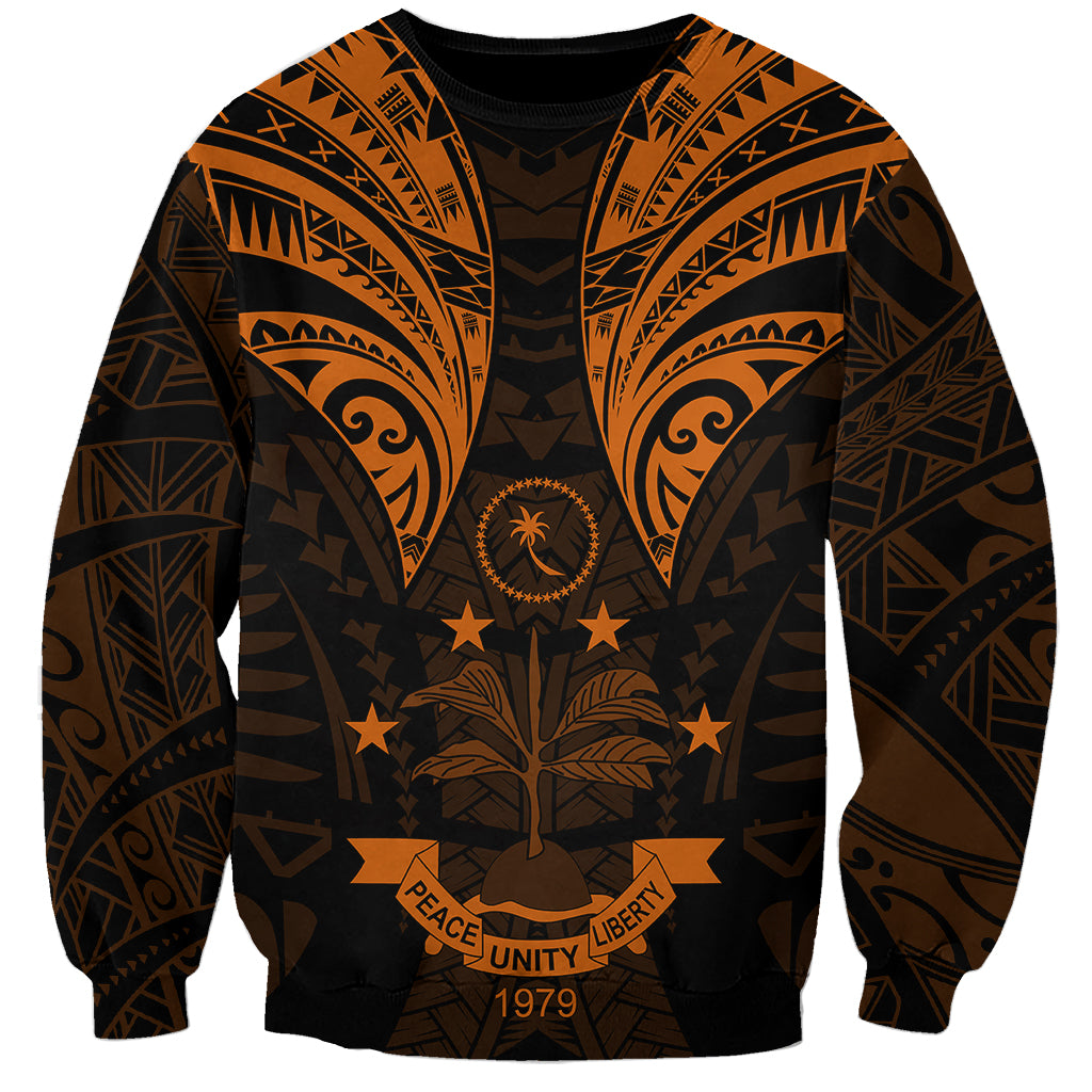 FSM Chuuk States Sweatshirt Micronesia Vintage Polynesian Tribal Gold Version LT9 Unisex Gold - Polynesian Pride