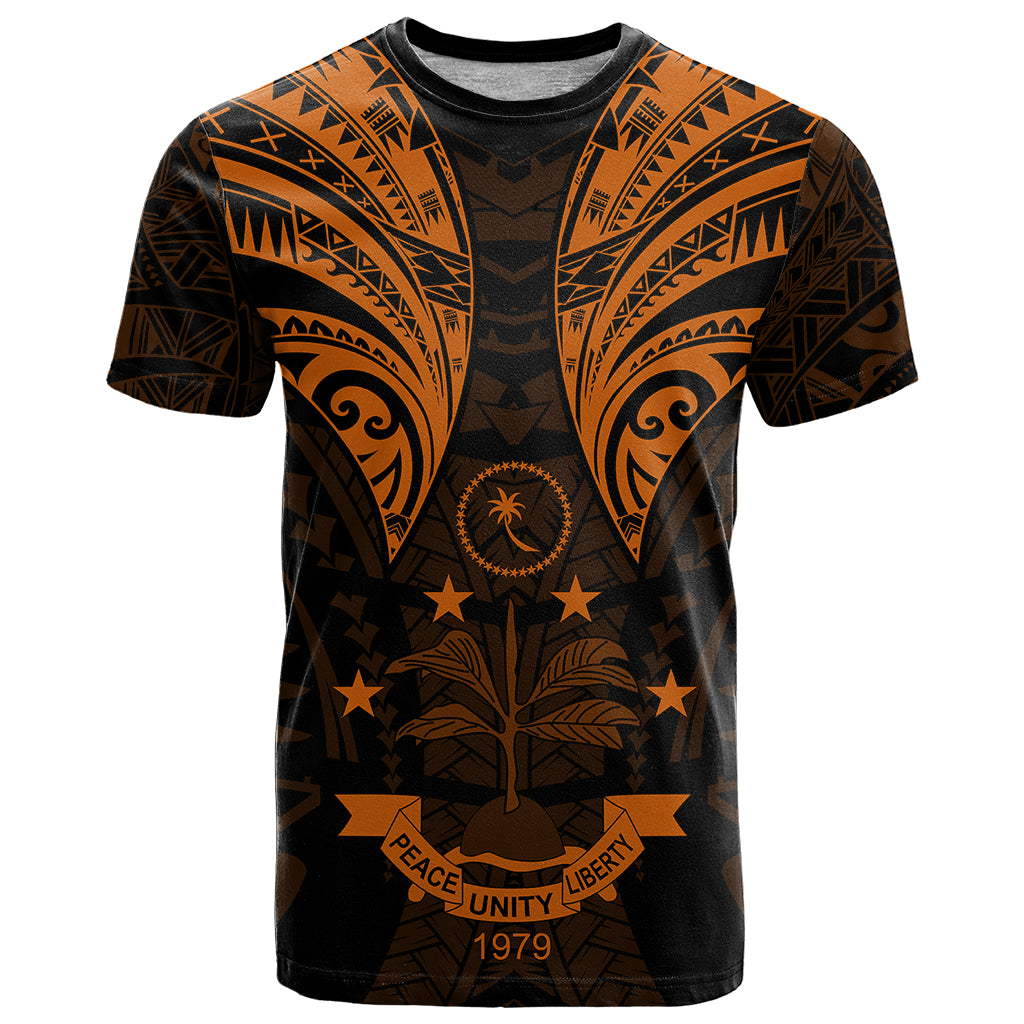 FSM Chuuk States T Shirt Micronesia Vintage Polynesian Tribal Gold Version LT9 Gold - Polynesian Pride