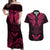FSM Chuuk States Couples Matching Off Shoulder Maxi Dress and Hawaiian Shirt Micronesia Vintage Polynesian Tribal Pink Version LT9 Pink - Polynesian Pride