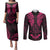 FSM Chuuk States Couples Matching Puletasi Dress and Long Sleeve Button Shirts Micronesia Vintage Polynesian Tribal Pink Version LT9 Pink - Polynesian Pride