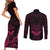 FSM Chuuk States Couples Matching Short Sleeve Bodycon Dress and Long Sleeve Button Shirts Micronesia Vintage Polynesian Tribal Pink Version LT9 - Polynesian Pride