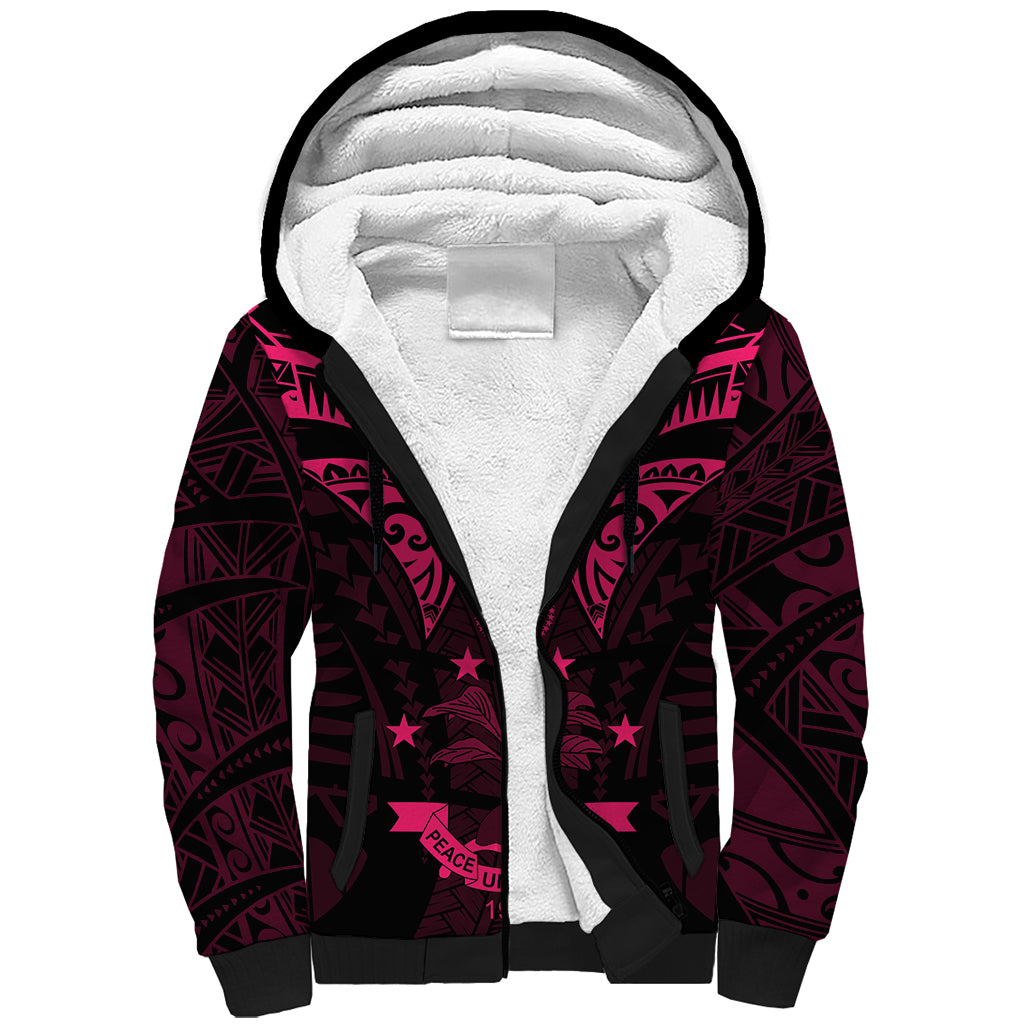 FSM Chuuk States Sherpa Hoodie Micronesia Vintage Polynesian Tribal Pink Version LT9 Unisex Pink - Polynesian Pride
