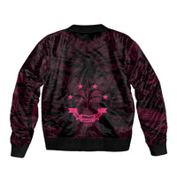 FSM Chuuk States Sleeve Zip Bomber Jacket Micronesia Vintage Polynesian Tribal Pink Version LT9 - Polynesian Pride