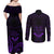 FSM Chuuk States Couples Matching Off Shoulder Maxi Dress and Long Sleeve Button Shirts Micronesia Vintage Polynesian Tribal Purple Version LT9 - Polynesian Pride
