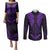 FSM Chuuk States Couples Matching Puletasi Dress and Long Sleeve Button Shirts Micronesia Vintage Polynesian Tribal Purple Version LT9 Purple - Polynesian Pride