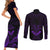 FSM Chuuk States Couples Matching Short Sleeve Bodycon Dress and Long Sleeve Button Shirts Micronesia Vintage Polynesian Tribal Purple Version LT9 - Polynesian Pride