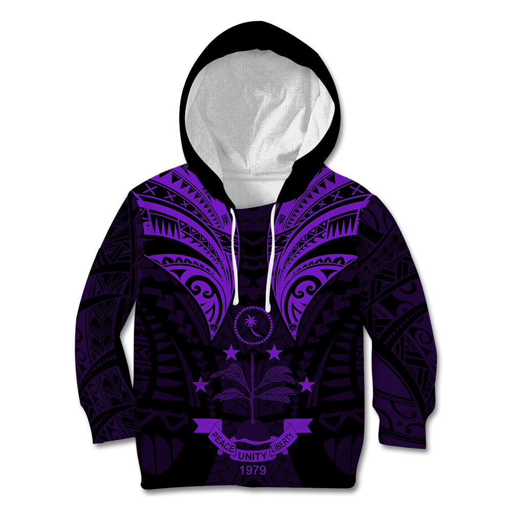 FSM Chuuk States Kid Hoodie Micronesia Vintage Polynesian Tribal Purple Version LT9 Purple - Polynesian Pride