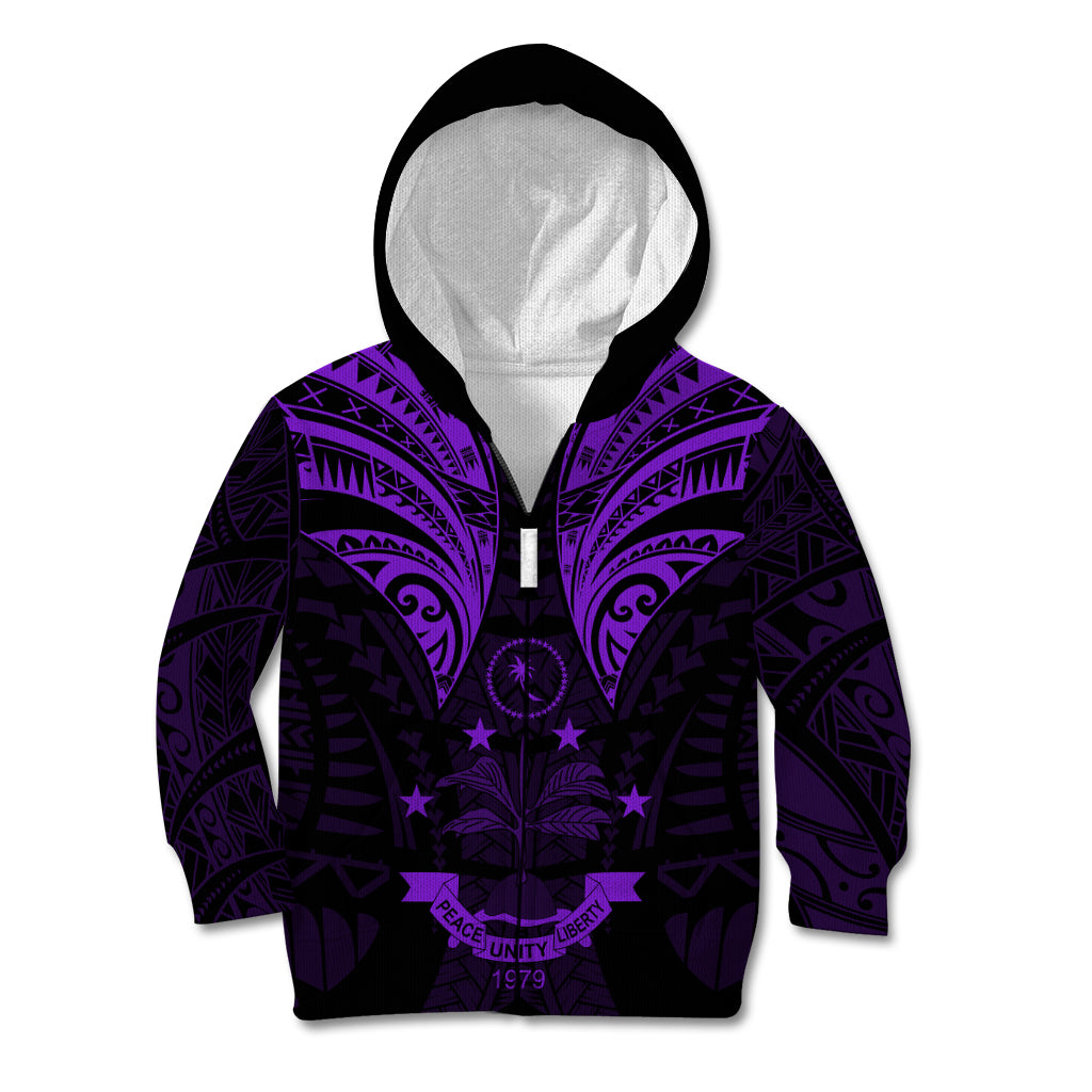 FSM Chuuk States Kid Hoodie Micronesia Vintage Polynesian Tribal Purple Version LT9 - Polynesian Pride