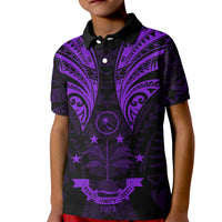 FSM Chuuk States Kid Polo Shirt Micronesia Vintage Polynesian Tribal Purple Version LT9 Kid Purple - Polynesian Pride
