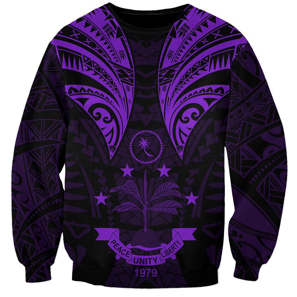 FSM Chuuk States Sweatshirt Micronesia Vintage Polynesian Tribal Purple Version LT9 Unisex Purple - Polynesian Pride
