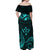 FSM Kosrae States Off Shoulder Maxi Dress Micronesia Vintage Polynesian Tribal Aqua Version LT9 - Polynesian Pride