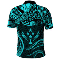 FSM Kosrae States Polo Shirt Micronesia Vintage Polynesian Tribal Aqua Version LT9 - Polynesian Pride