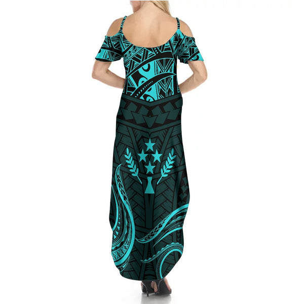 FSM Kosrae States Long Sleeve Bodycon Dress Micronesia Vintage Polynesian Tribal Purple Version LT9 main image 1