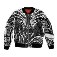 FSM Kosrae States Sleeve Zip Bomber Jacket Micronesia Vintage Polynesian Tribal Black Version LT9 Unisex Black - Polynesian Pride