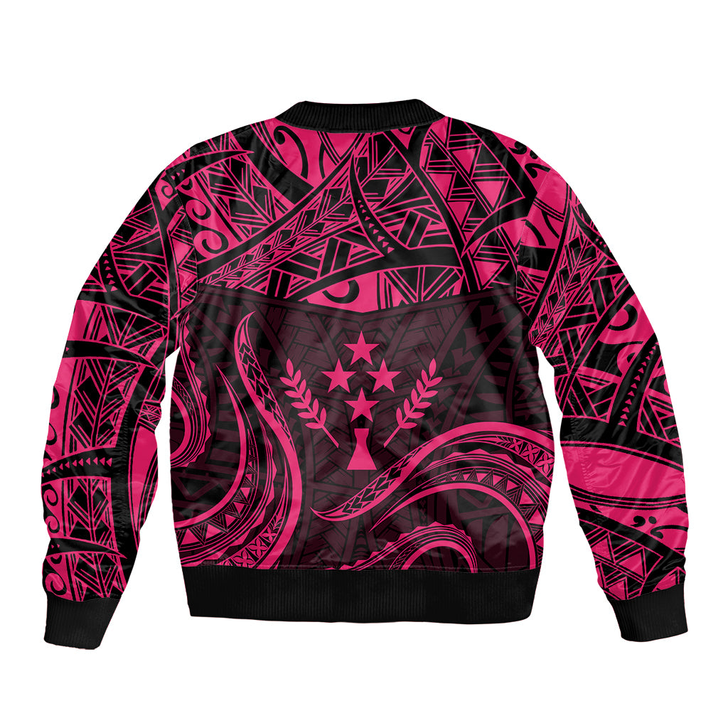 FSM Kosrae States Bomber Jacket Micronesia Vintage Polynesian Tribal Pink Version LT9 - Polynesian Pride