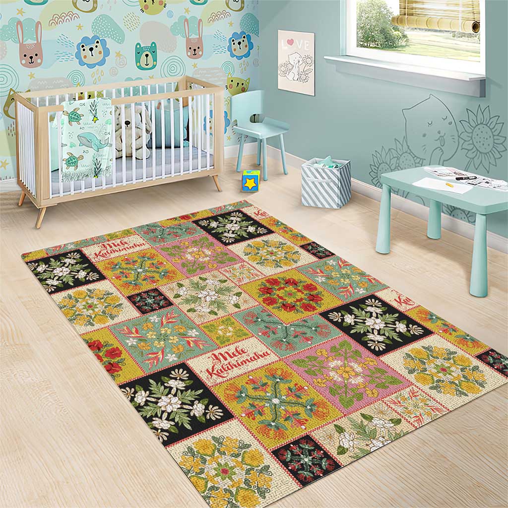 Mele Kalikimaka Hawaii Christmas Area Rug Melemele Mama Seamless Floral Motif - Polynesian Pride