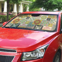 Mele Kalikimaka Hawaii Christmas Auto Sun Shade Melemele Mama Seamless Floral Motif - Polynesian Pride