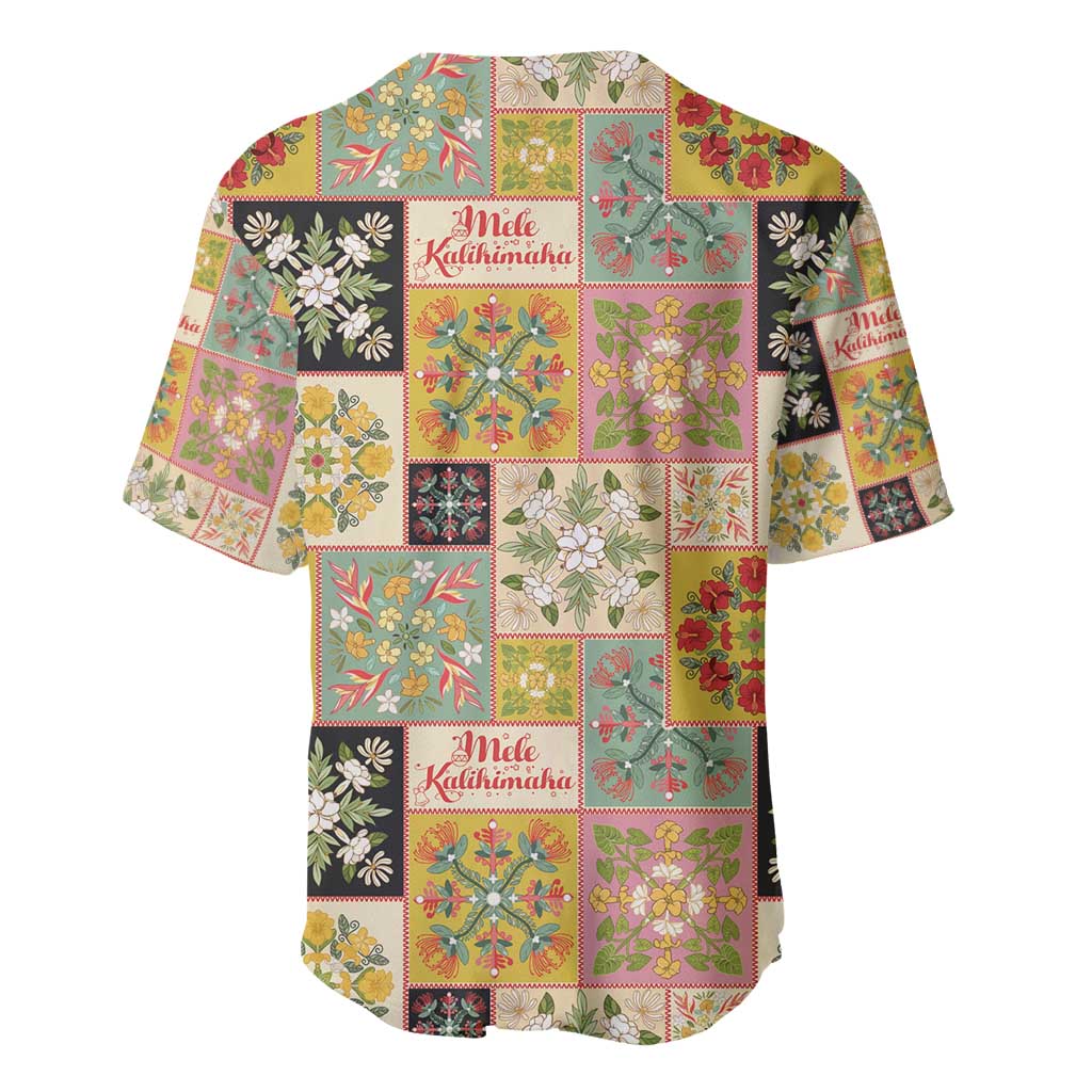 Mele Kalikimaka Hawaii Christmas Baseball Jersey Melemele Mama Seamless Floral Motif - Polynesian Pride