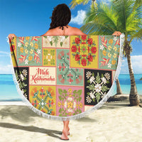 Mele Kalikimaka Hawaii Christmas Beach Blanket Melemele Mama Seamless Floral Motif - Polynesian Pride
