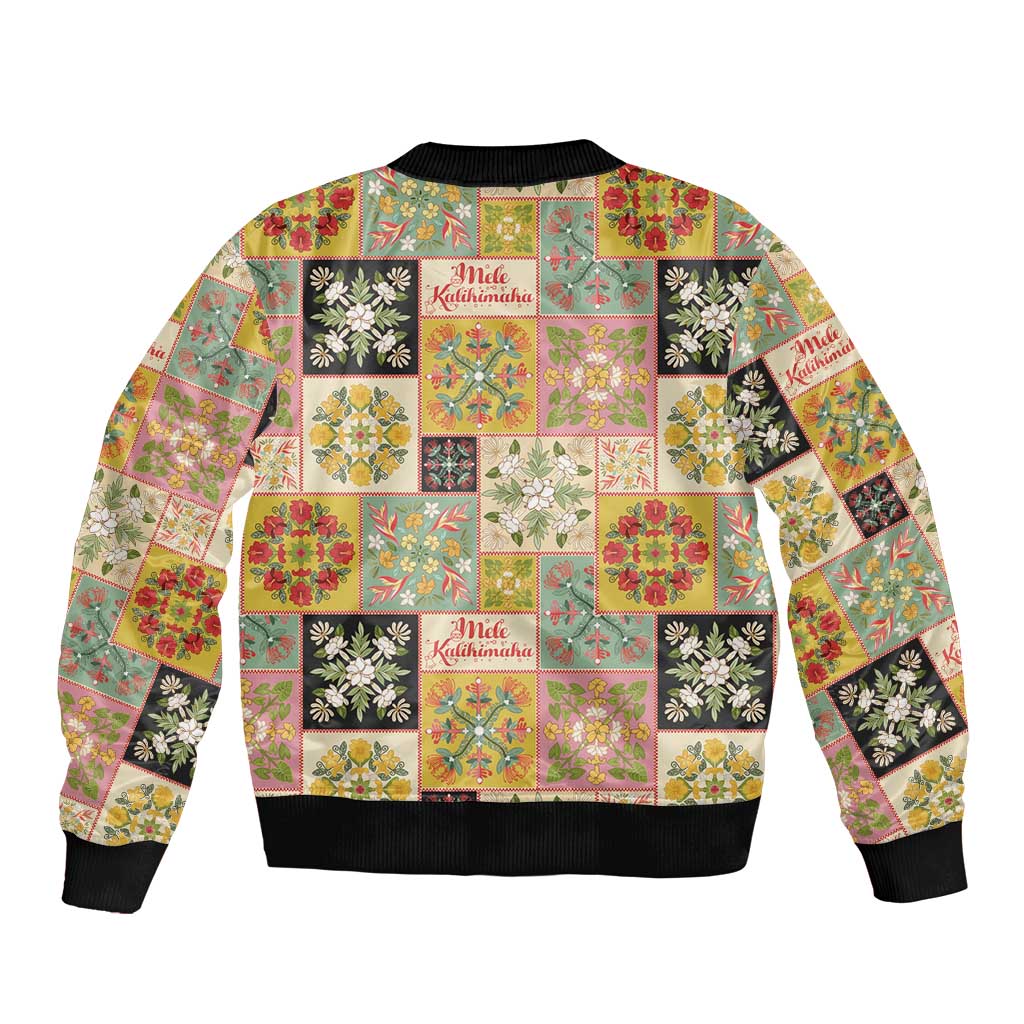Mele Kalikimaka Hawaii Christmas Bomber Jacket Melemele Mama Seamless Floral Motif - Polynesian Pride