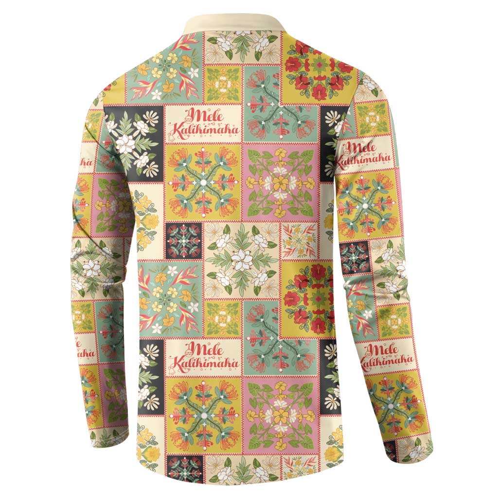 Mele Kalikimaka Hawaii Christmas Button Sweatshirt Melemele Mama Seamless Floral Motif - Polynesian Pride