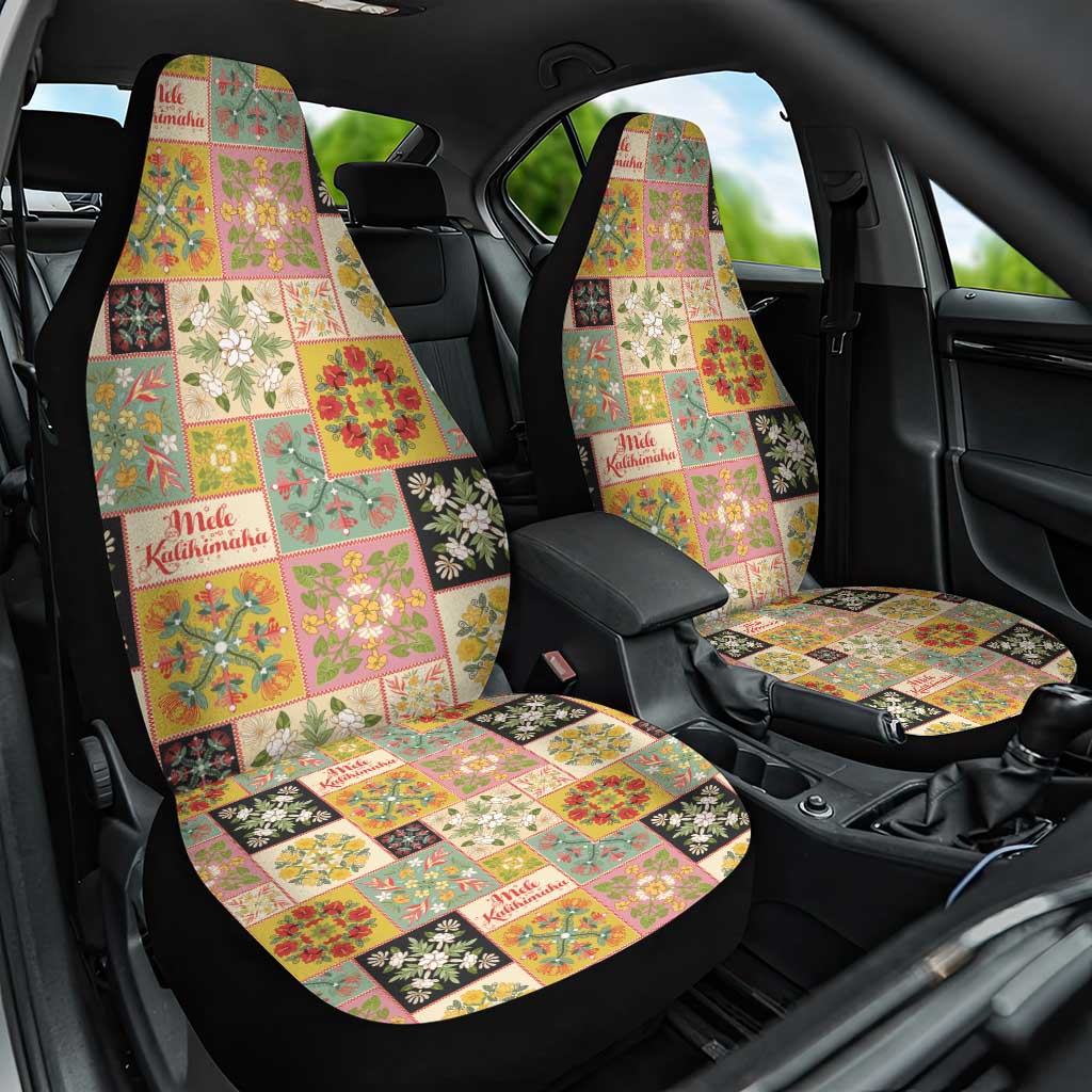 Mele Kalikimaka Hawaii Christmas Car Seat Cover Melemele Mama Seamless Floral Motif - Polynesian Pride