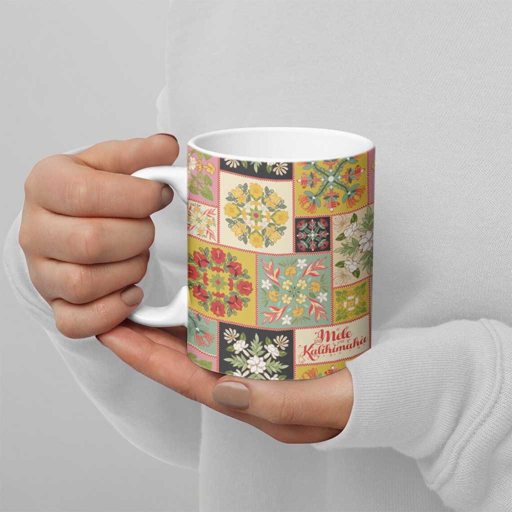 Mele Kalikimaka Hawaii Christmas Ceramic Mug Melemele Mama Seamless Floral Motif - Polynesian Pride
