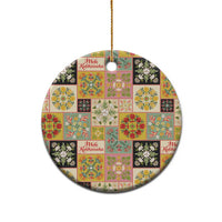 Mele Kalikimaka Hawaii Christmas Ceramic Ornament Melemele Mama Seamless Floral Motif - Polynesian Pride