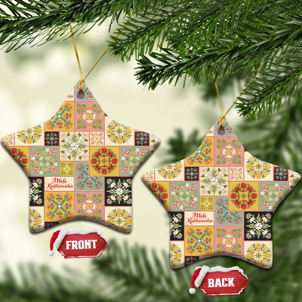 Mele Kalikimaka Hawaii Christmas Ceramic Ornament Melemele Mama Seamless Floral Motif - Polynesian Pride