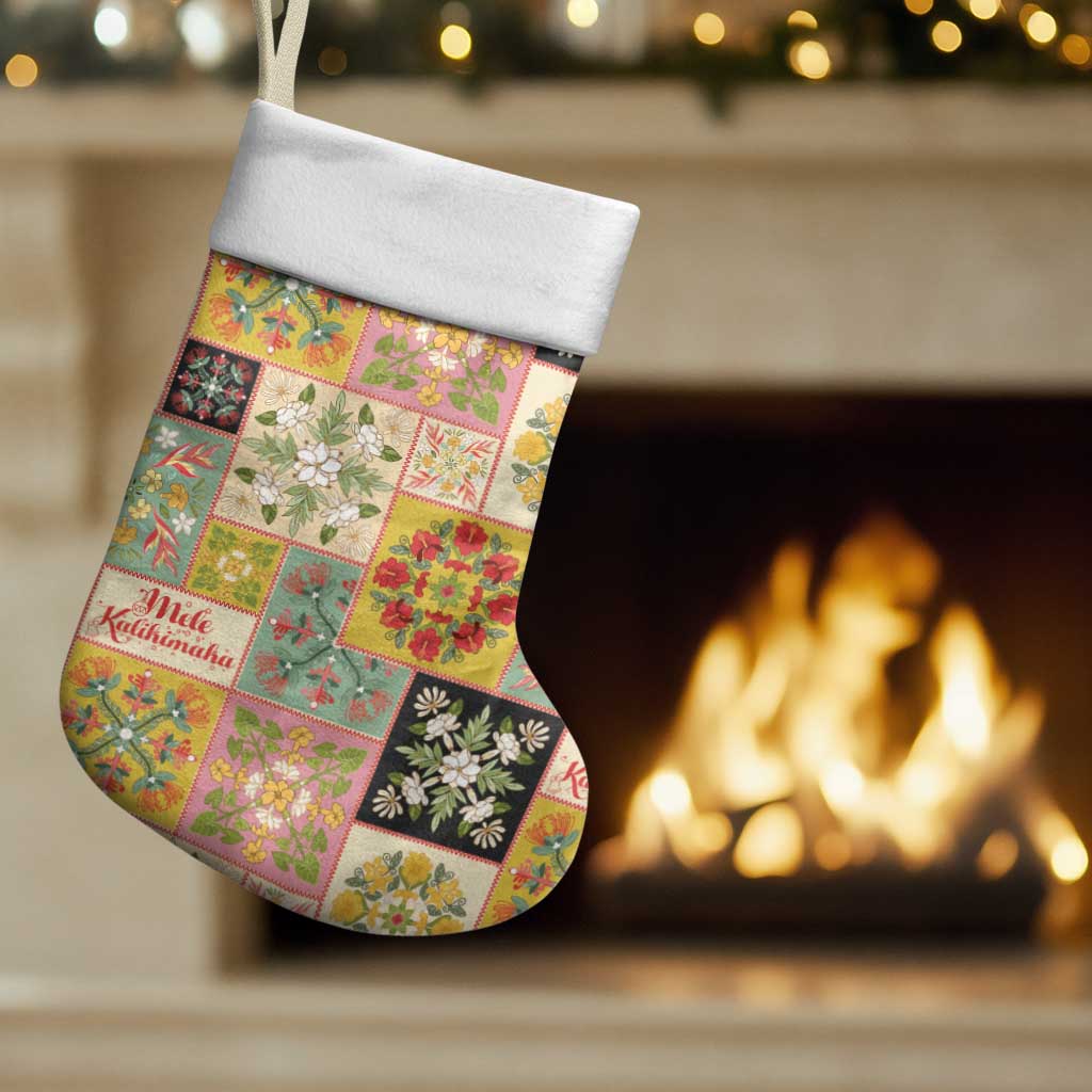 Mele Kalikimaka Hawaii Christmas Stocking Melemele Mama Seamless Floral Motif - Polynesian Pride