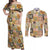 Mele Kalikimaka Hawaii Christmas Couples Matching Off Shoulder Maxi Dress and Long Sleeve Button Shirt Melemele Mama Seamless Floral Motif - Polynesian Pride
