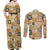 Mele Kalikimaka Hawaii Christmas Couples Matching Off Shoulder Maxi Dress and Long Sleeve Button Shirt Melemele Mama Seamless Floral Motif - Polynesian Pride