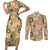 Mele Kalikimaka Hawaii Christmas Couples Matching Short Sleeve Bodycon Dress and Long Sleeve Button Shirt Melemele Mama Seamless Floral Motif - Polynesian Pride