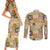 Mele Kalikimaka Hawaii Christmas Couples Matching Short Sleeve Bodycon Dress and Long Sleeve Button Shirt Melemele Mama Seamless Floral Motif - Polynesian Pride