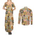 Mele Kalikimaka Hawaii Christmas Couples Matching Summer Maxi Dress and Long Sleeve Button Shirt Melemele Mama Seamless Floral Motif - Polynesian Pride