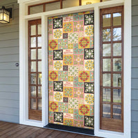 Mele Kalikimaka Hawaii Christmas Door Cover Melemele Mama Seamless Floral Motif - Polynesian Pride