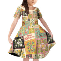 Mele Kalikimaka Hawaii Christmas Family Matching Off Shoulder Short Dress and Hawaiian Shirt Melemele Mama Seamless Floral Motif - Polynesian Pride