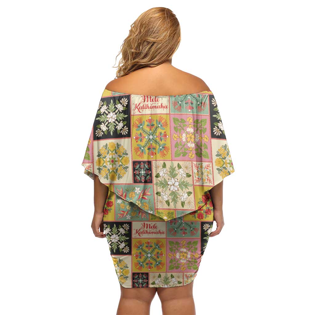 Mele Kalikimaka Hawaii Christmas Family Matching Off Shoulder Short Dress and Hawaiian Shirt Melemele Mama Seamless Floral Motif - Polynesian Pride