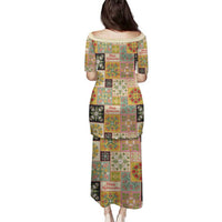 Mele Kalikimaka Hawaii Christmas Family Matching Puletasi and Hawaiian Shirt Melemele Mama Seamless Floral Motif - Polynesian Pride