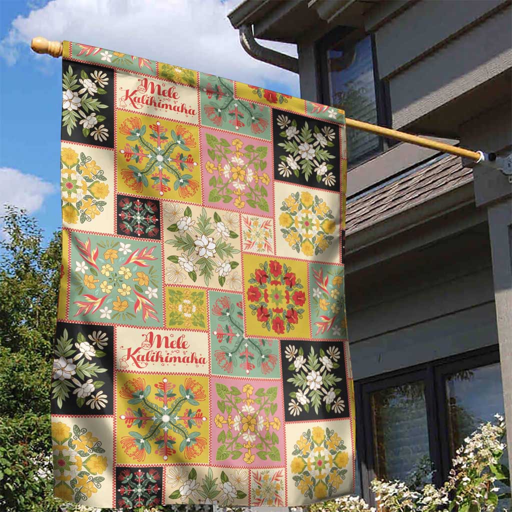 Mele Kalikimaka Hawaii Christmas Garden Flag Melemele Mama Seamless Floral Motif - Polynesian Pride
