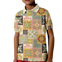 Mele Kalikimaka Hawaii Christmas Kid Polo Shirt Melemele Mama Seamless Floral Motif - Polynesian Pride