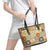 Mele Kalikimaka Hawaii Christmas Leather Tote Bag Melemele Mama Seamless Floral Motif - Polynesian Pride