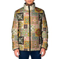 Mele Kalikimaka Hawaii Christmas Padded Jacket Melemele Mama Seamless Floral Motif - Polynesian Pride